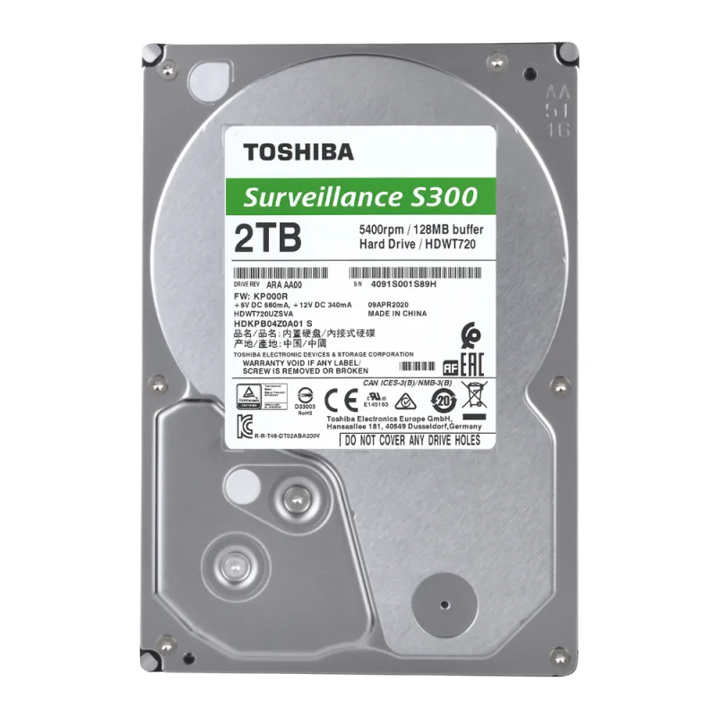 2TB TOSHIBA 5400RPM S300 SATA3 128MB 7/24 HDWT720UZSVA