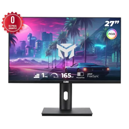Cube 27" PA-27V165F 165Hz 1ms 2K QHD VA Panel FreeSync HDR Pivot RGB  Gaming Monitör