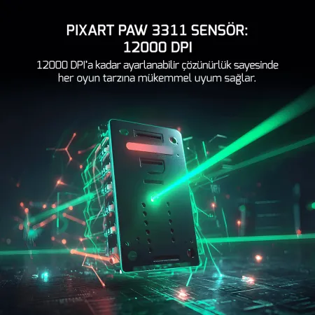 GAMEPOWER Fenix 24.000DPI Triple Mode (Kablolu/Bluetooth/2.4G) Siyah Gaming Mouse