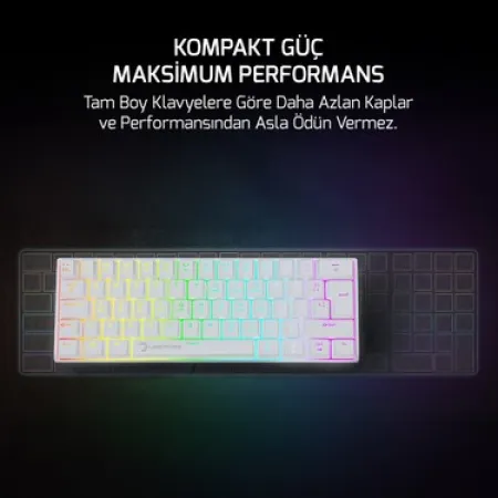 GAMEPOWER LYRA RGB 60M MEKANIK BLUE SWITCH GAMING OYUNCU KLAVYE BEYAZ
