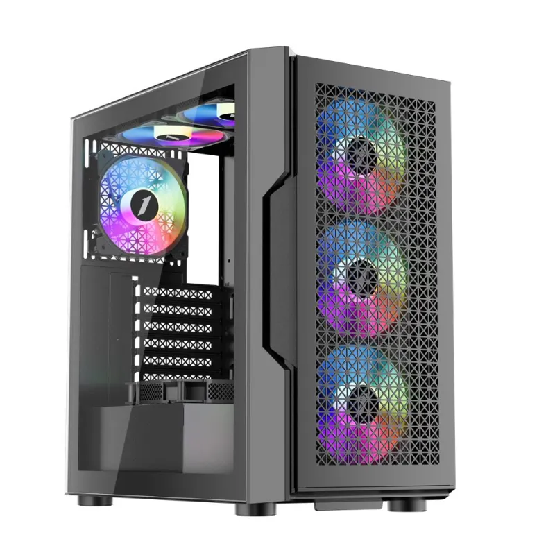 TRILOBITE T7 SIYAH 650W 80+ ARGB 4X12CM FAN TEMPERLI CAM MESH USB 3.0 ATX KASA